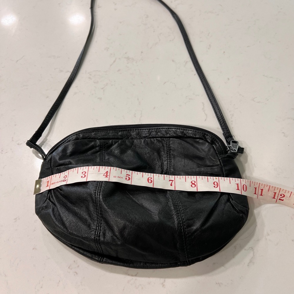 Y2K Wilsons Leather Black Crossbody Bag Vintage Slouchy Genuine Leather Pouch - Picture 8 of 9